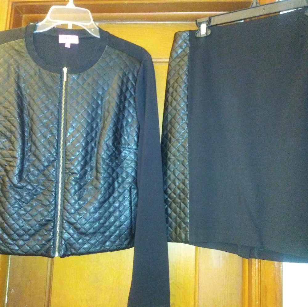 2 piece leather skirt set